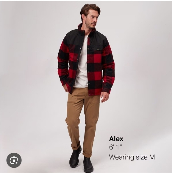 FJALLRAVEN CANADA WOOL PADDED JACKET SHACKET RED BLACK BUFFALO PLAID MEN MEDIUM - Picture 2 of 16
